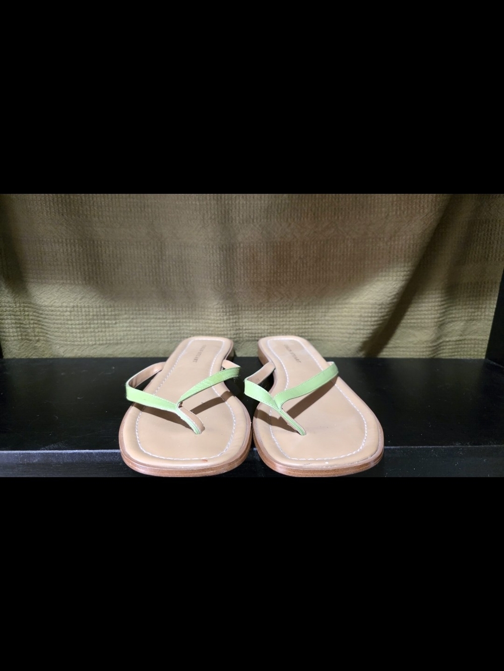 Colin Stuart Light Green Strap Leather Thong Sandals